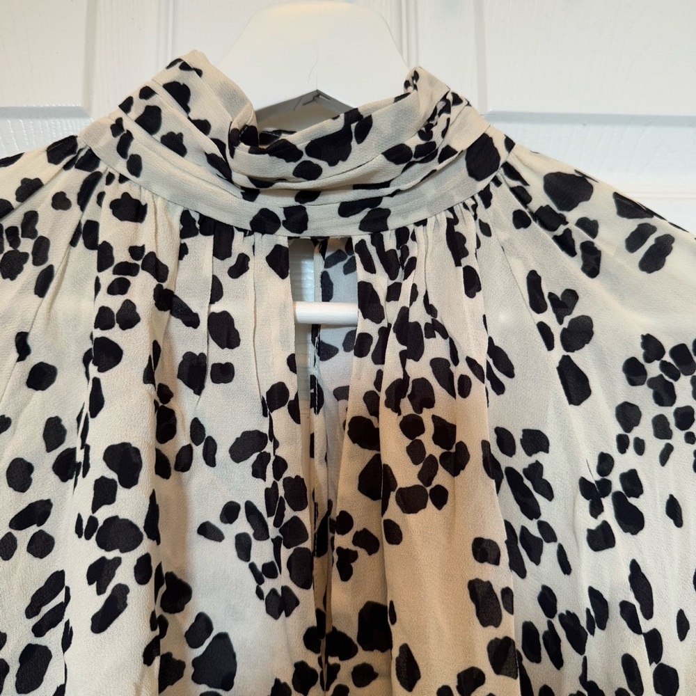 Sheer Leopard Print Blouse - 100% Viscose, Size P, Button-Up, Long Sleeve - Picture 4 of 14
